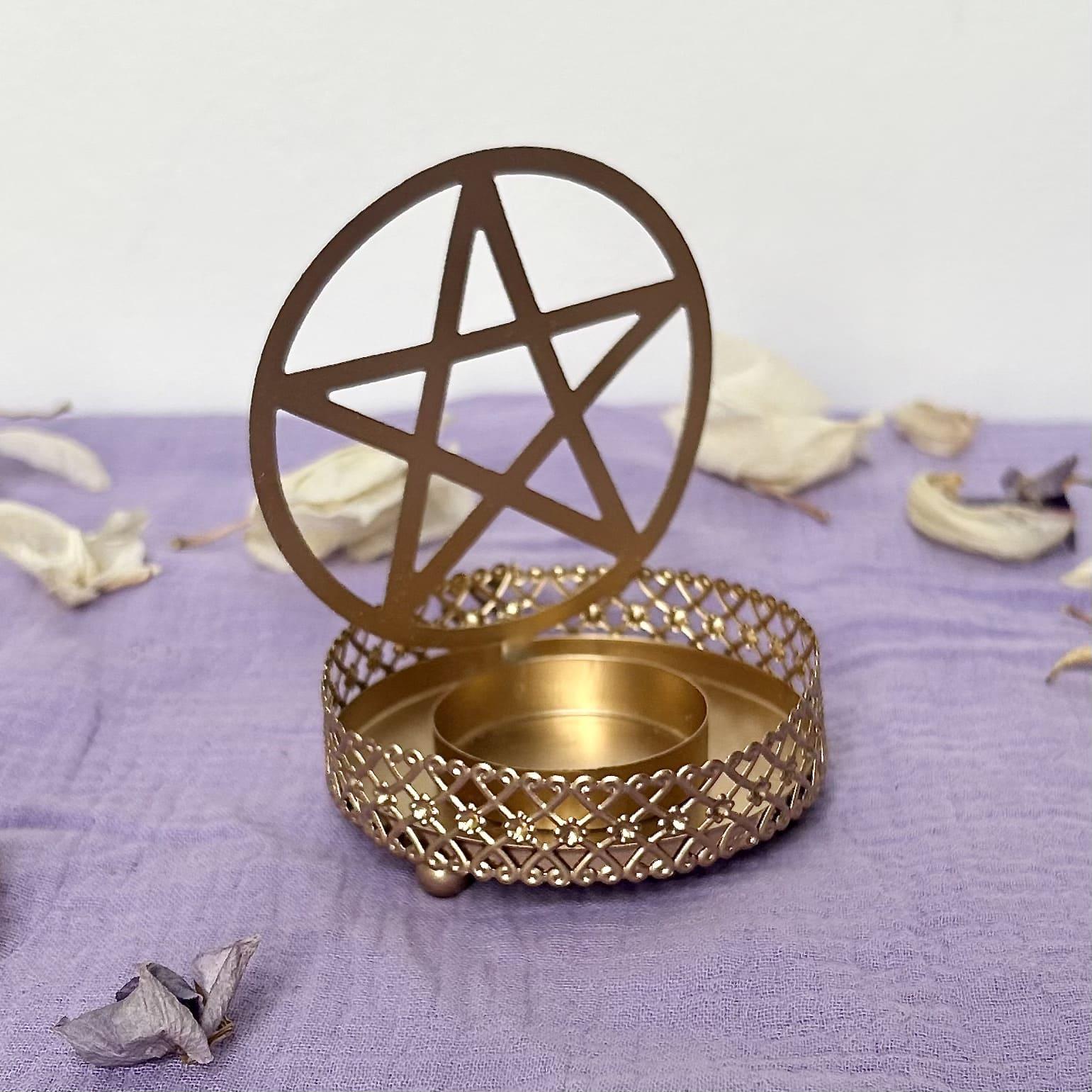 bougeoir pentacle de 11 cm en métal