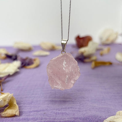 Pendentif Cristal Brut Pierre Naturel Quartz Rose