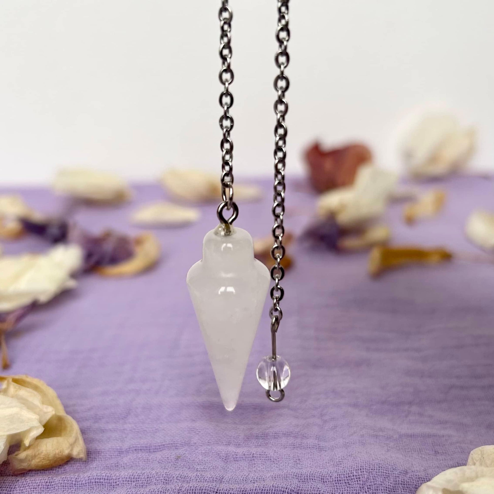 Pendule Divination Cristal Quartz Cristal de Roche- Alice Sylphide